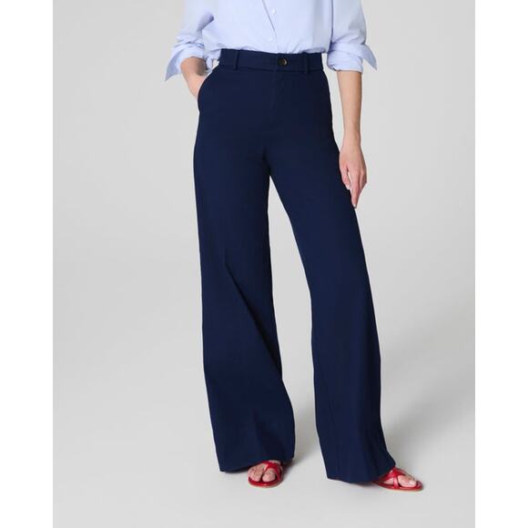 NWT Spanx SPANXsupersmooth Stretch Twill Wide Leg Pant in Timeless Navy sz Small - Picture 1 of 7